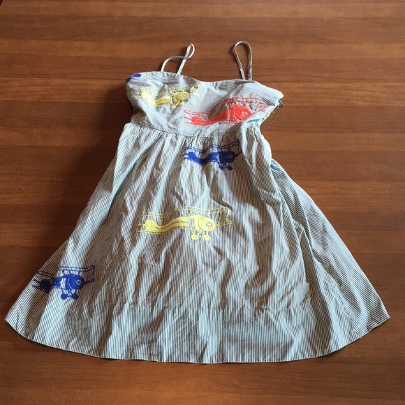 Moulinette Soeurs airplane pinstripe dress cotton summer sundress ✈️ - Picture 3 of 17